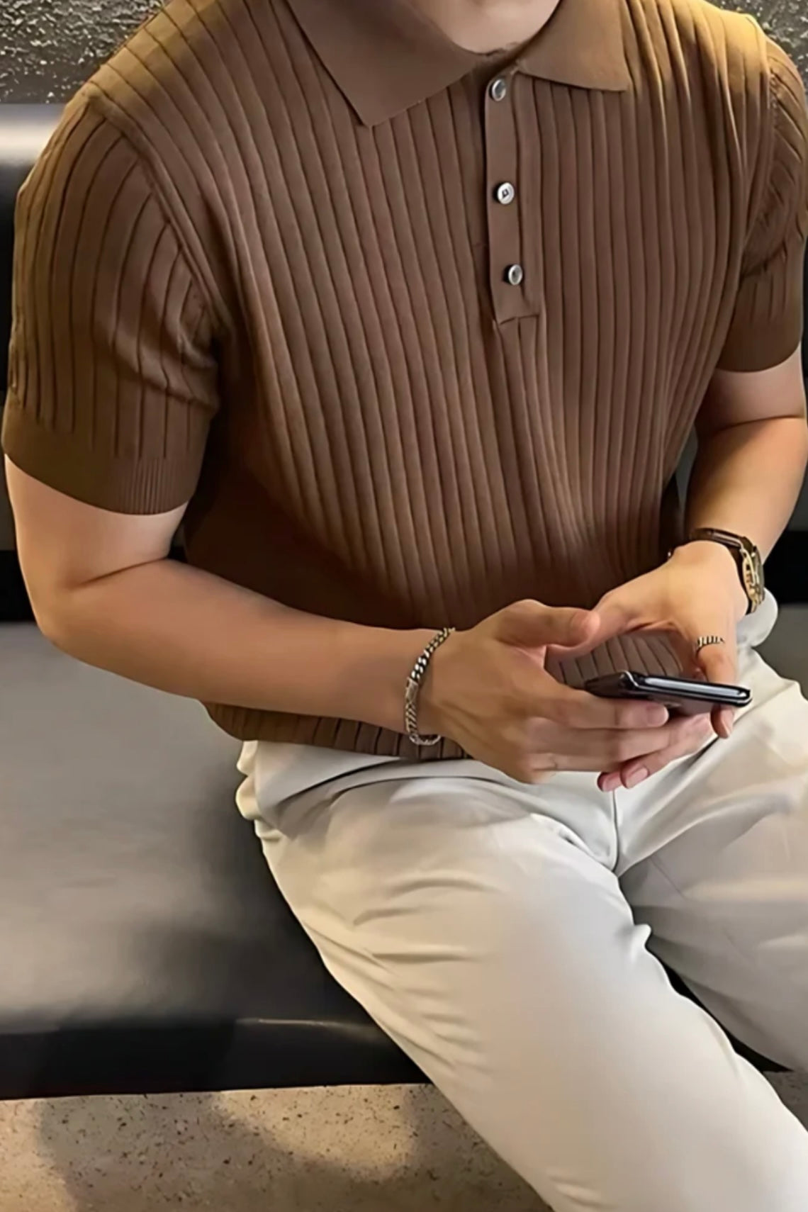 Vincenzo Ribbed Polo Shirt