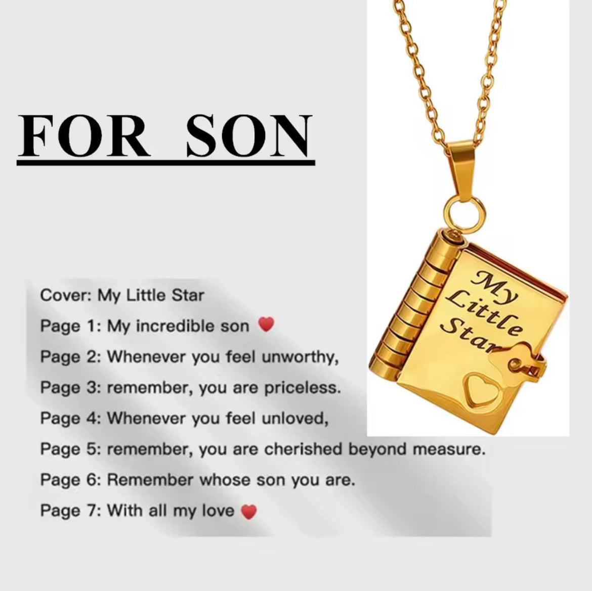 Son’s Star Treasured Book Necklace