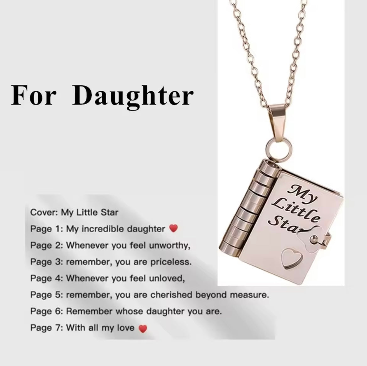 Daughter’ s Star Treasured Book Necklace