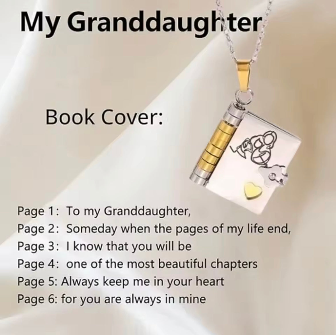 Granddaughter Treasured Book Necklace