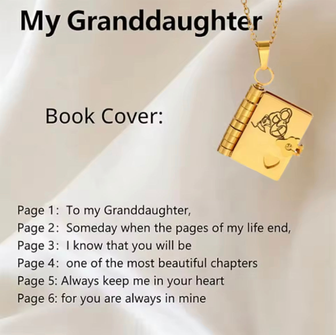 Granddaughter Treasured Book Necklace