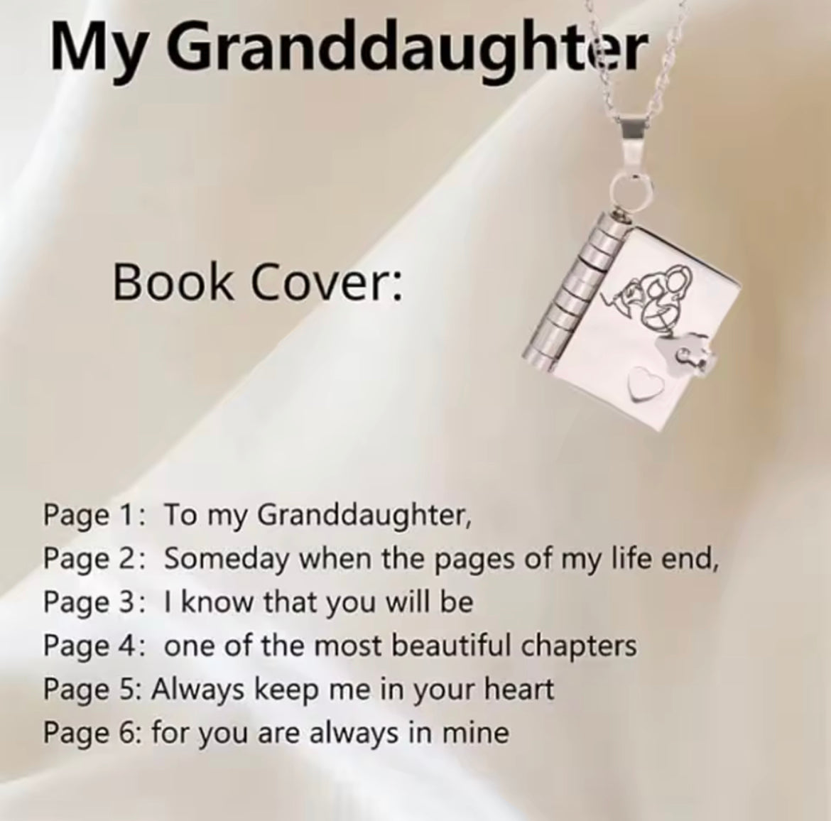 Granddaughter Treasured Book Necklace