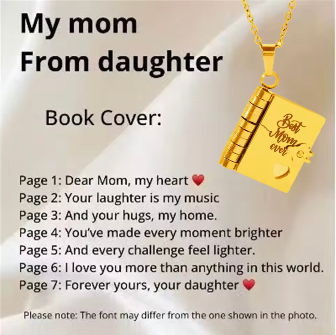 Best Mom Treasured Book Necklace