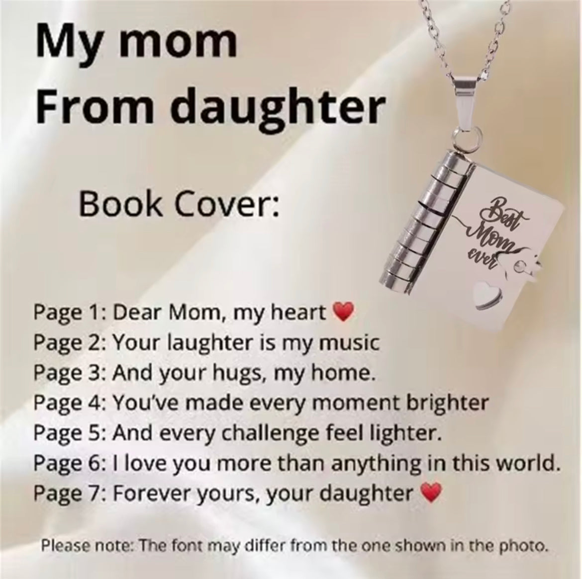 Best Mom Treasured Book Necklace