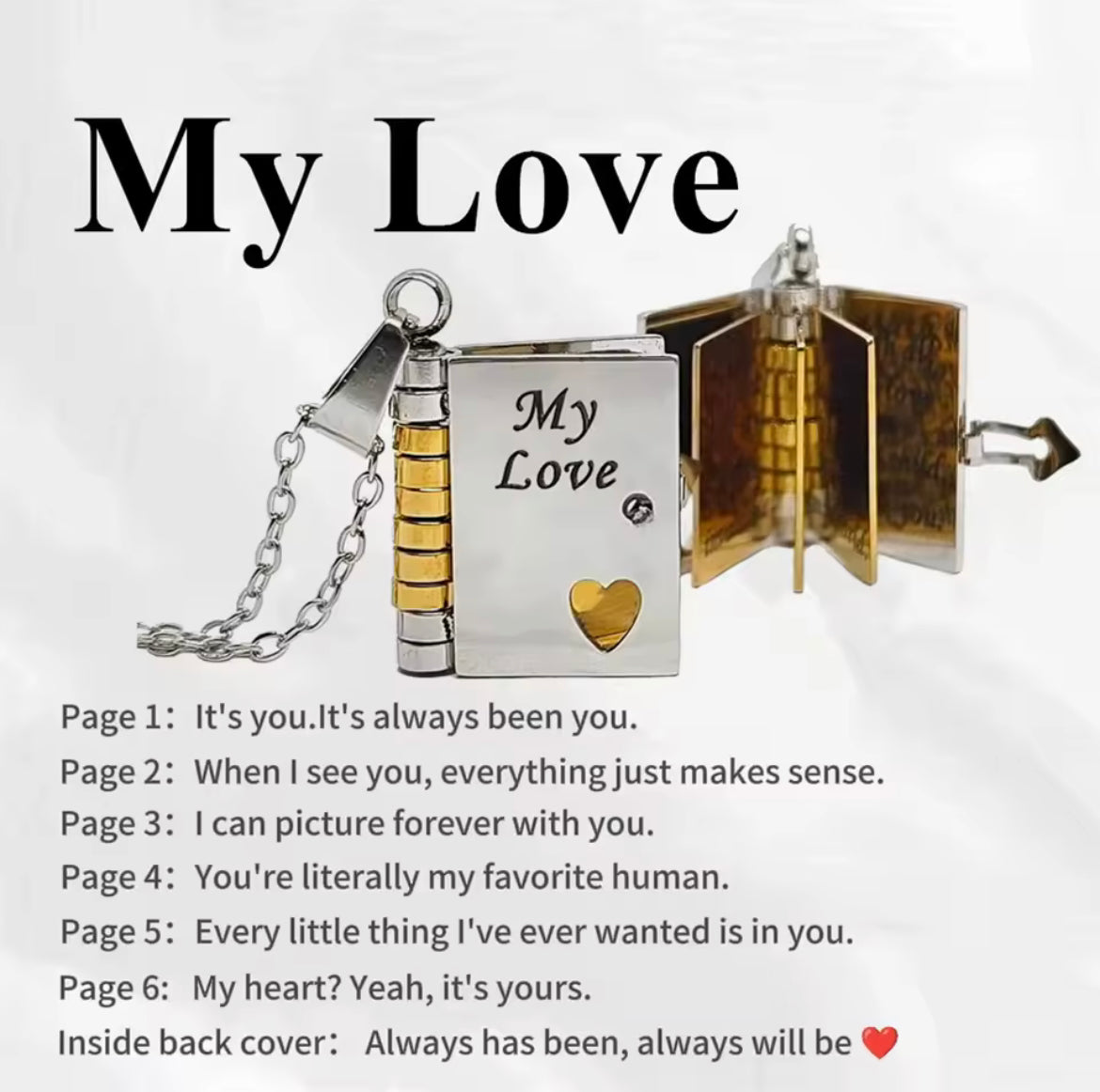 My Love Treasured Book Necklace