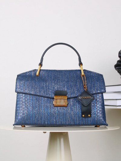 EMBOSSED SNAKE-PRINT BAG