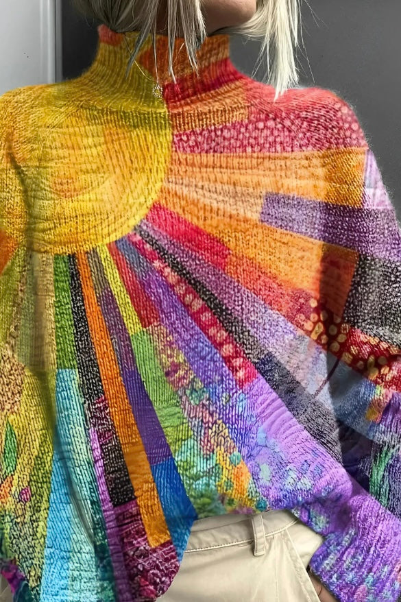 ADA - CHEERFUL COLORFUL TURTLENECK SWEATER