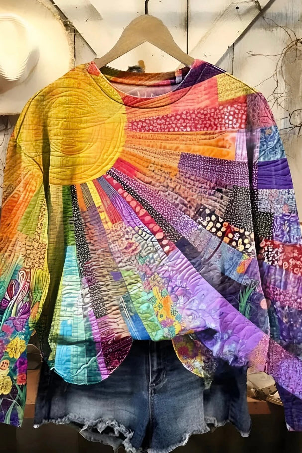 QUIRINE - COLORFUL SUN COLLAGE SWEATSHIRT