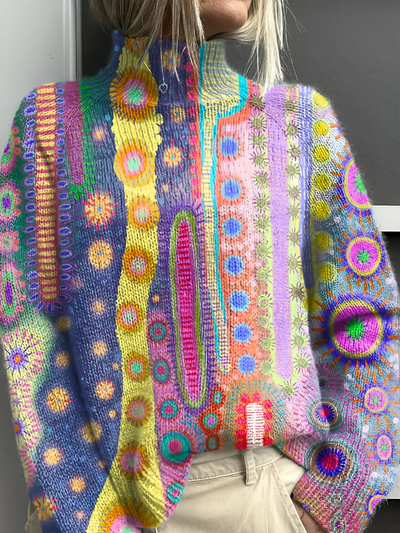 DAPHNE - COLORFUL KNIT TURTLENECK SWEATER