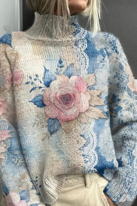 ROOS - LACE KNITTED TURTLENECK SWEATER