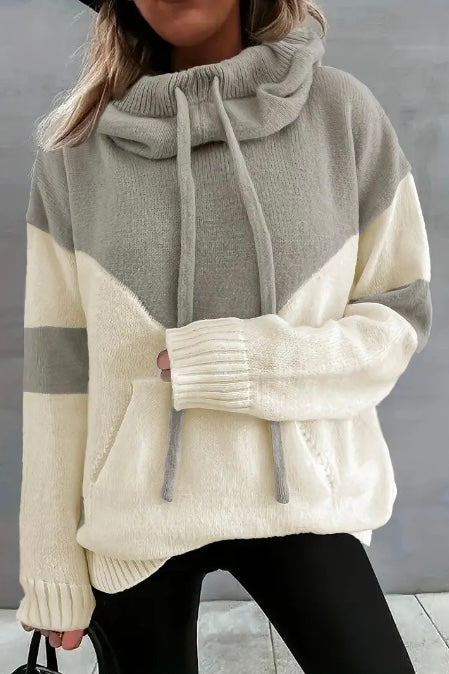 ROSA - COLOR BLOCK HOODIE WITH DRAWSTRING