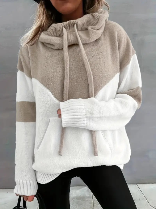 ROSA - COLOR BLOCK HOODIE WITH DRAWSTRING
