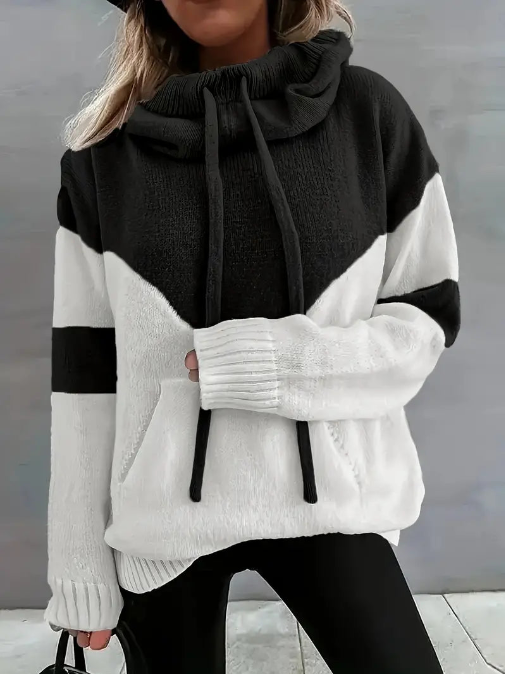 ROSA - COLOR BLOCK HOODIE WITH DRAWSTRING