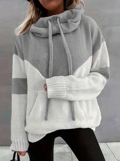 ROSA - COLOR BLOCK HOODIE WITH DRAWSTRING