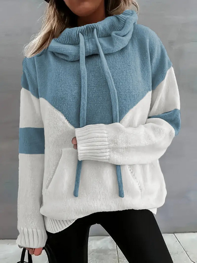 ROSA - COLOR BLOCK HOODIE WITH DRAWSTRING