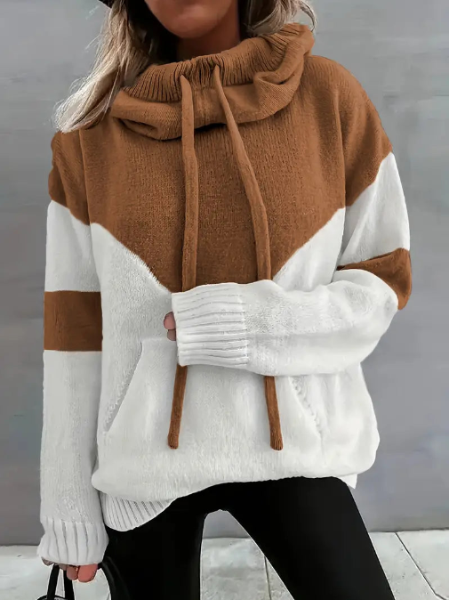 ROSA - COLOR BLOCK HOODIE WITH DRAWSTRING