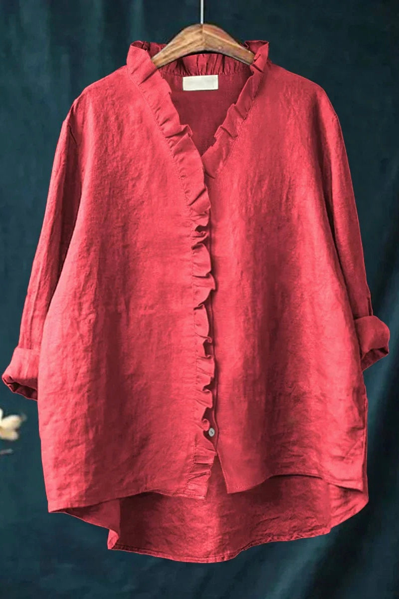 Ruffled Button-Up Shirt