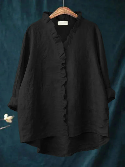 Ruffled Button-Up Shirt