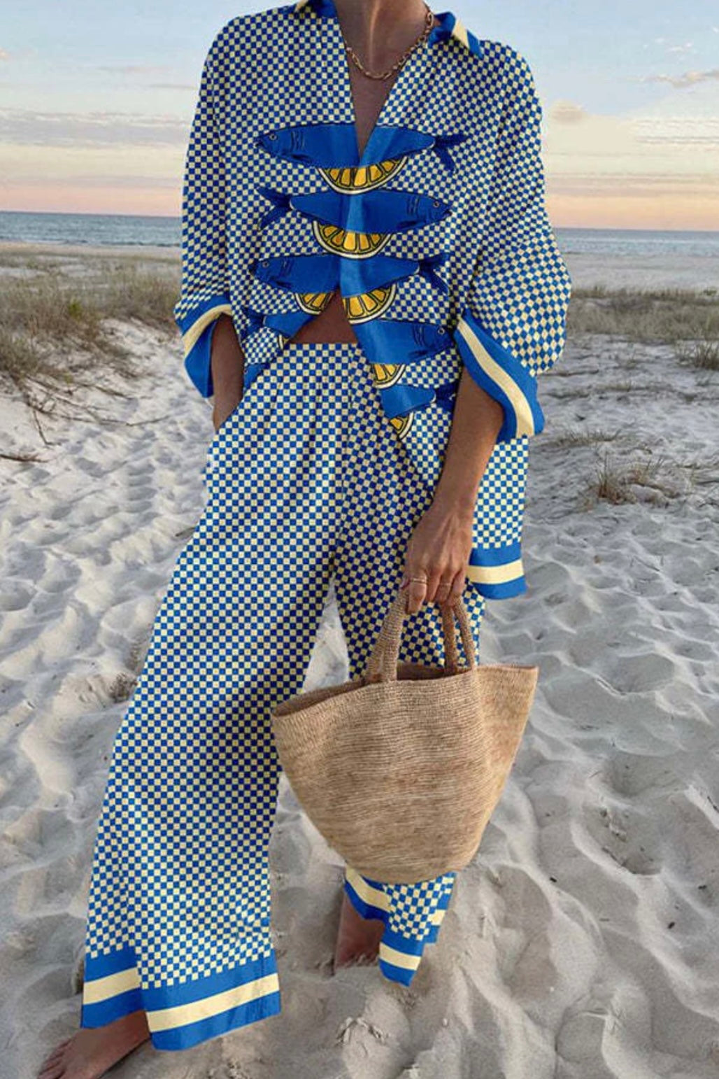 Printed Luxury Set with Sardines and Lemons
