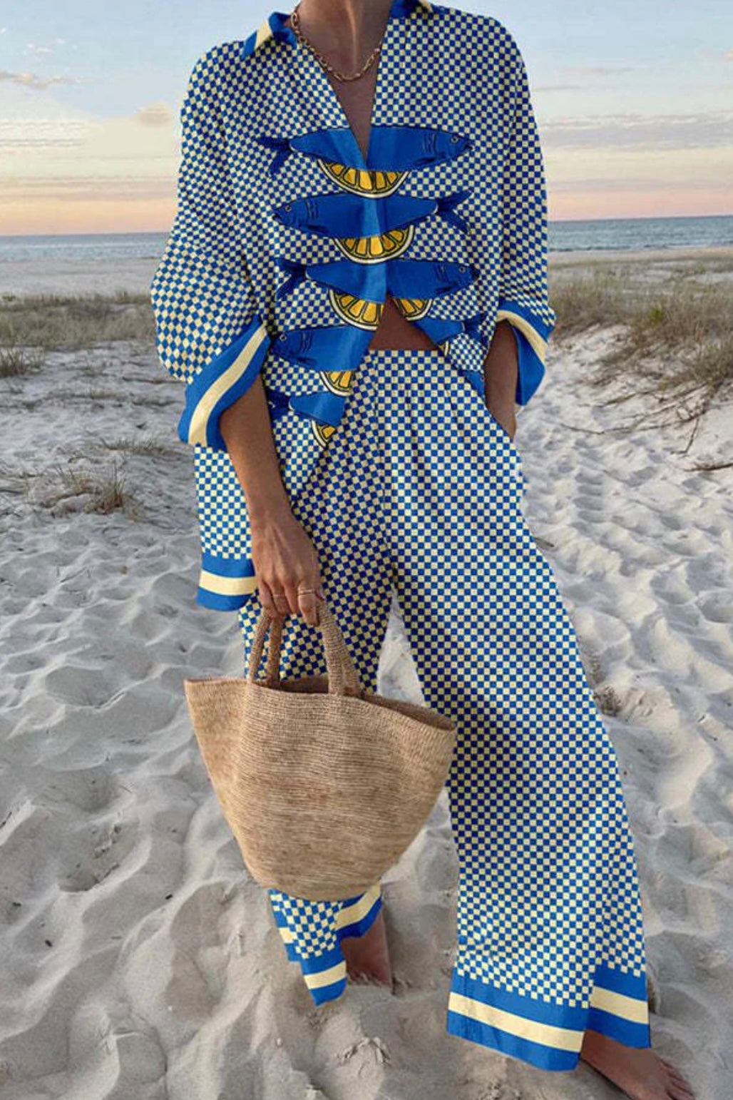 Printed Luxury Set with Sardines and Lemons