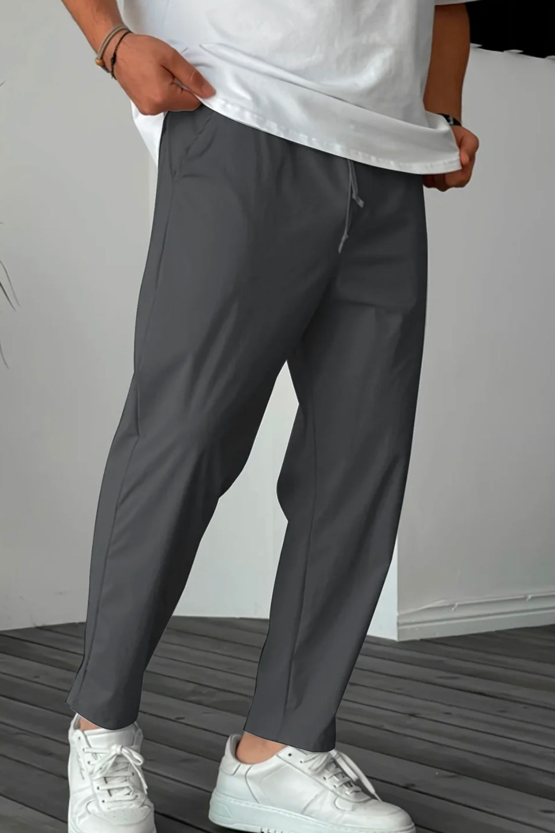 Essential High-Waisted Drawstring Trousers
