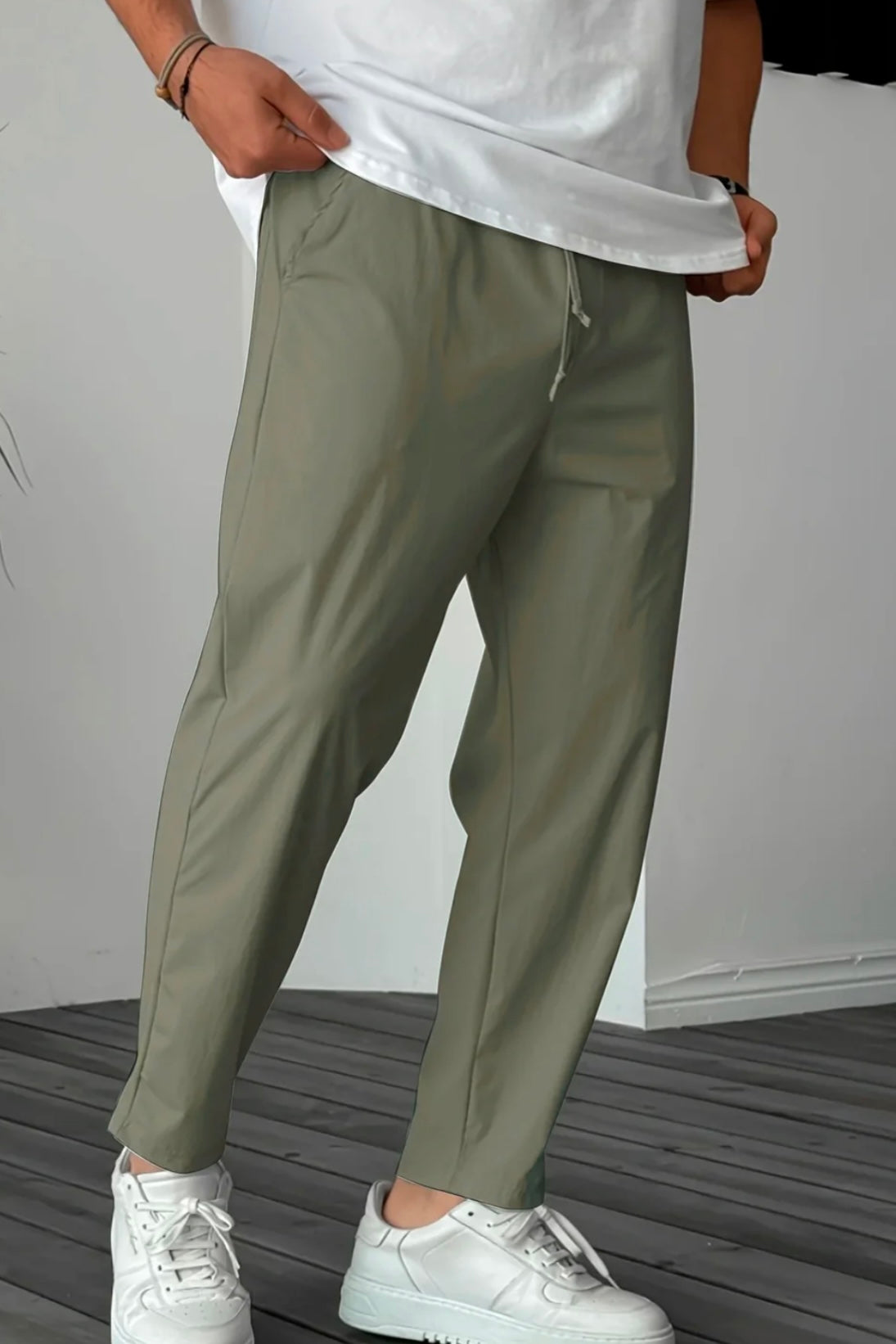 Essential High-Waisted Drawstring Trousers