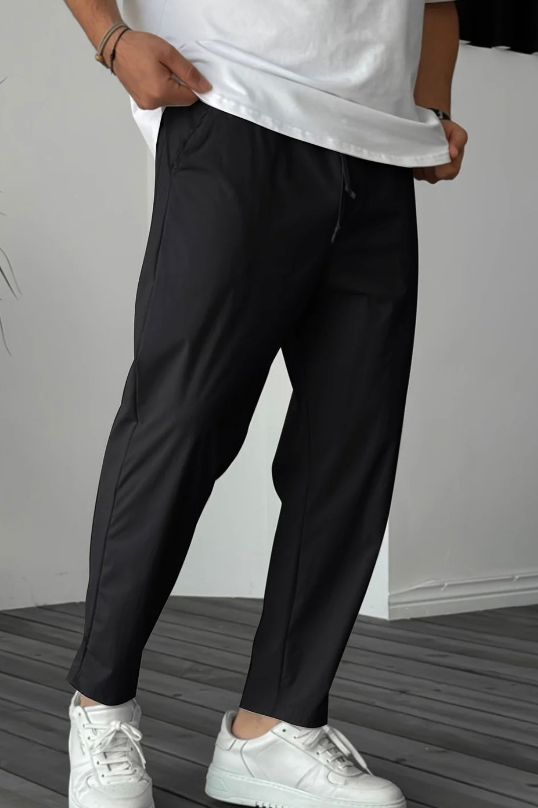 Essential High-Waisted Drawstring Trousers
