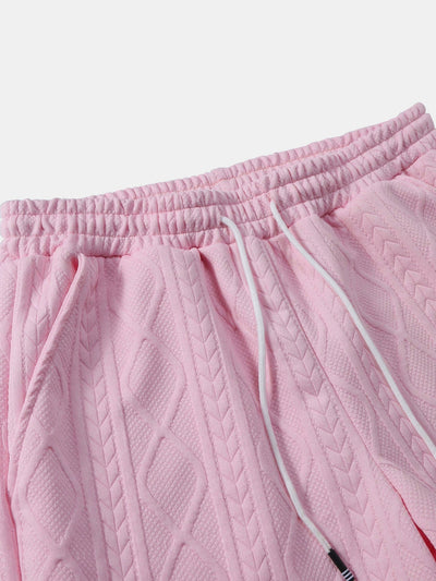 Twist Geometry Jacquard Button Up Shirt & Drawstring Shorts