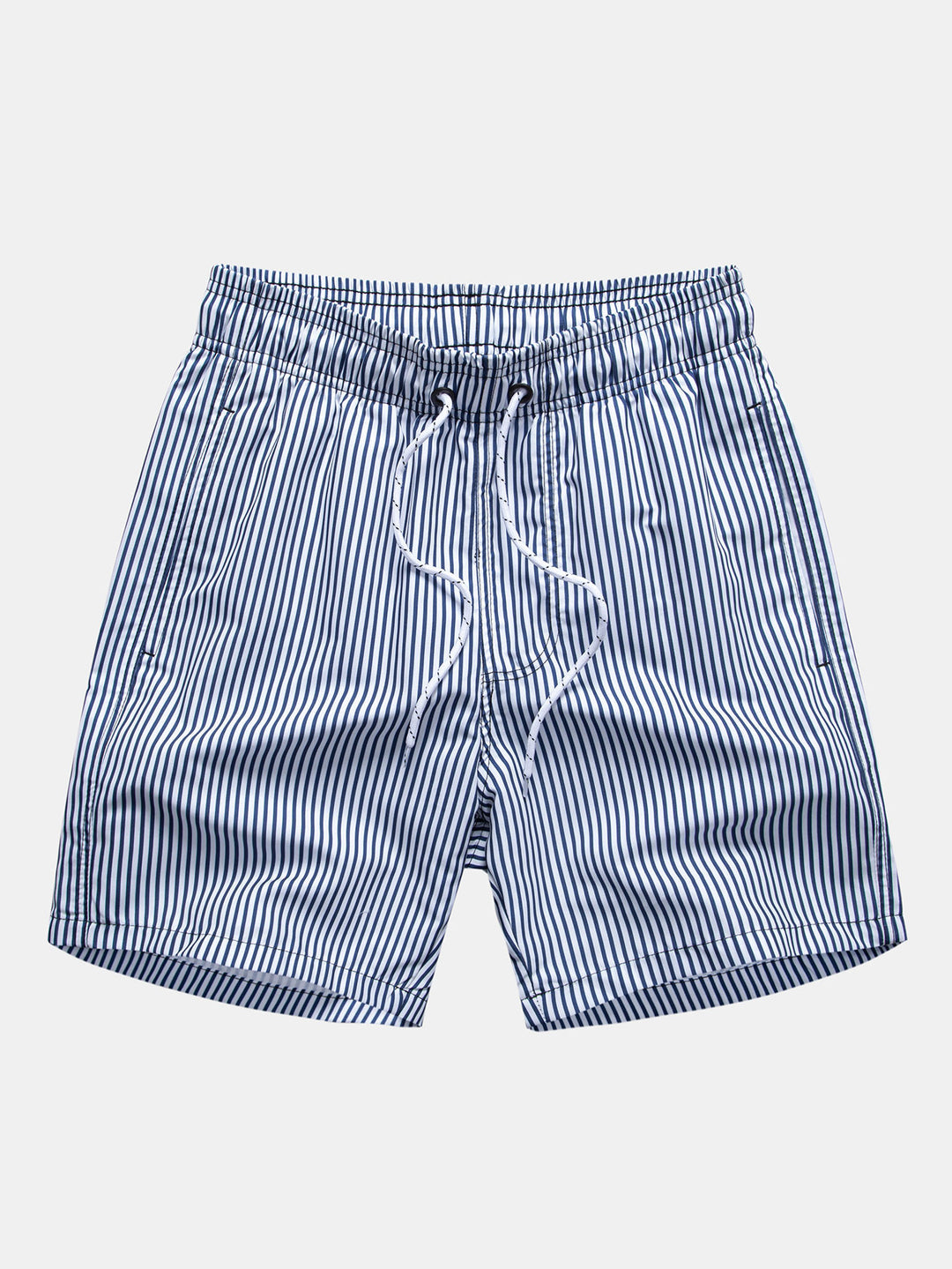 Palm Tree Nautical Print Button Up Shirt & Stripe Print Swim Shorts