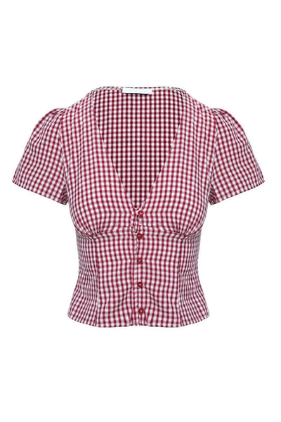 ISOLDA TOP RED GINGHAM