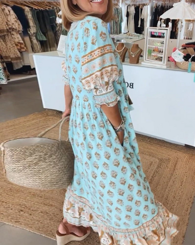 MANA | Elegant Floral V-Neck Dress