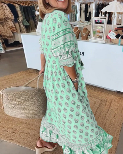MANA | Elegant Floral V-Neck Dress