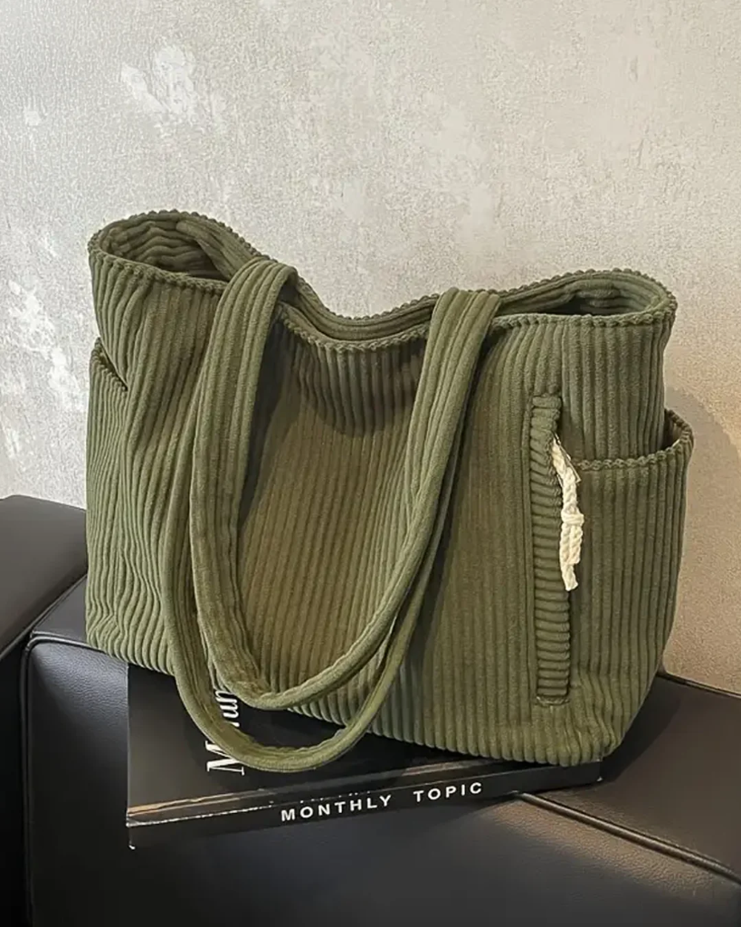 TILDA – RIBBED TOTE BAG WITH DRAWSTRING DETAIL