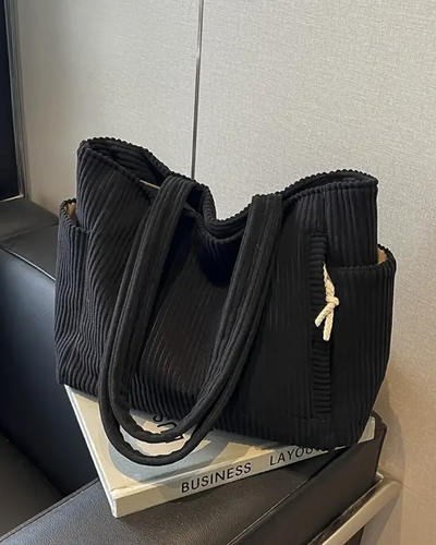 TILDA – RIBBED TOTE BAG WITH DRAWSTRING DETAIL