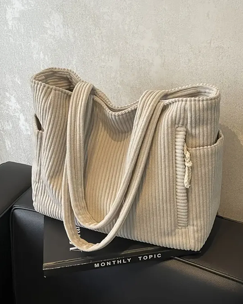 TILDA – RIBBED TOTE BAG WITH DRAWSTRING DETAIL