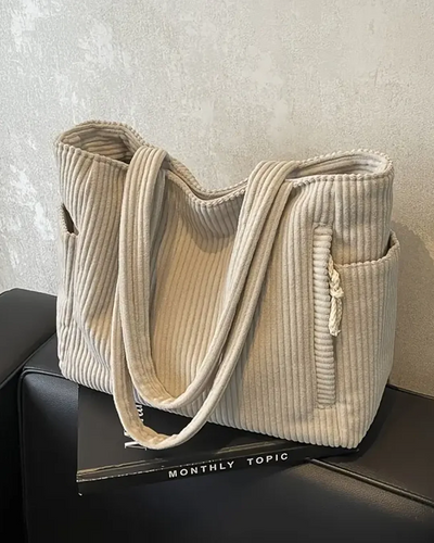 TILDA – RIBBED TOTE BAG WITH DRAWSTRING DETAIL