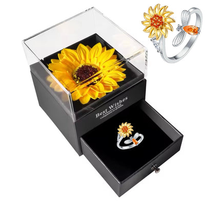 Spinning Bee & Sunflower Ring