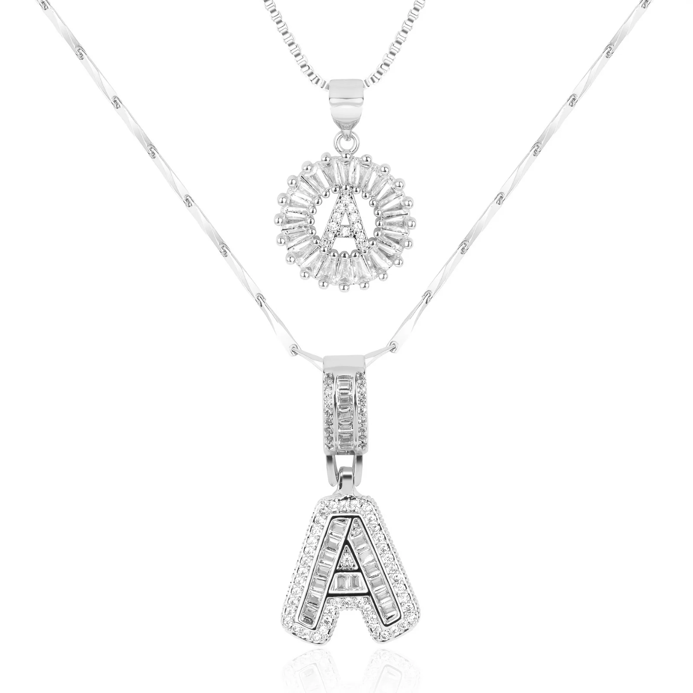 2pc 14k Diamond Letter Initial Necklaces