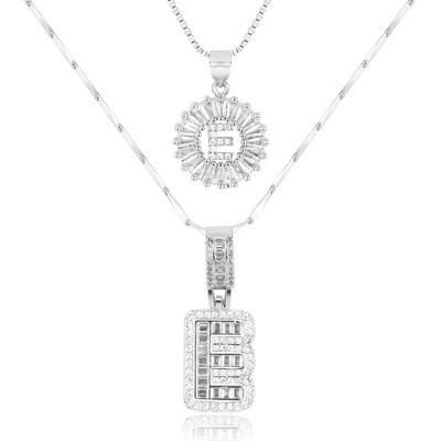 2pc 14k Diamond Letter Initial Necklaces