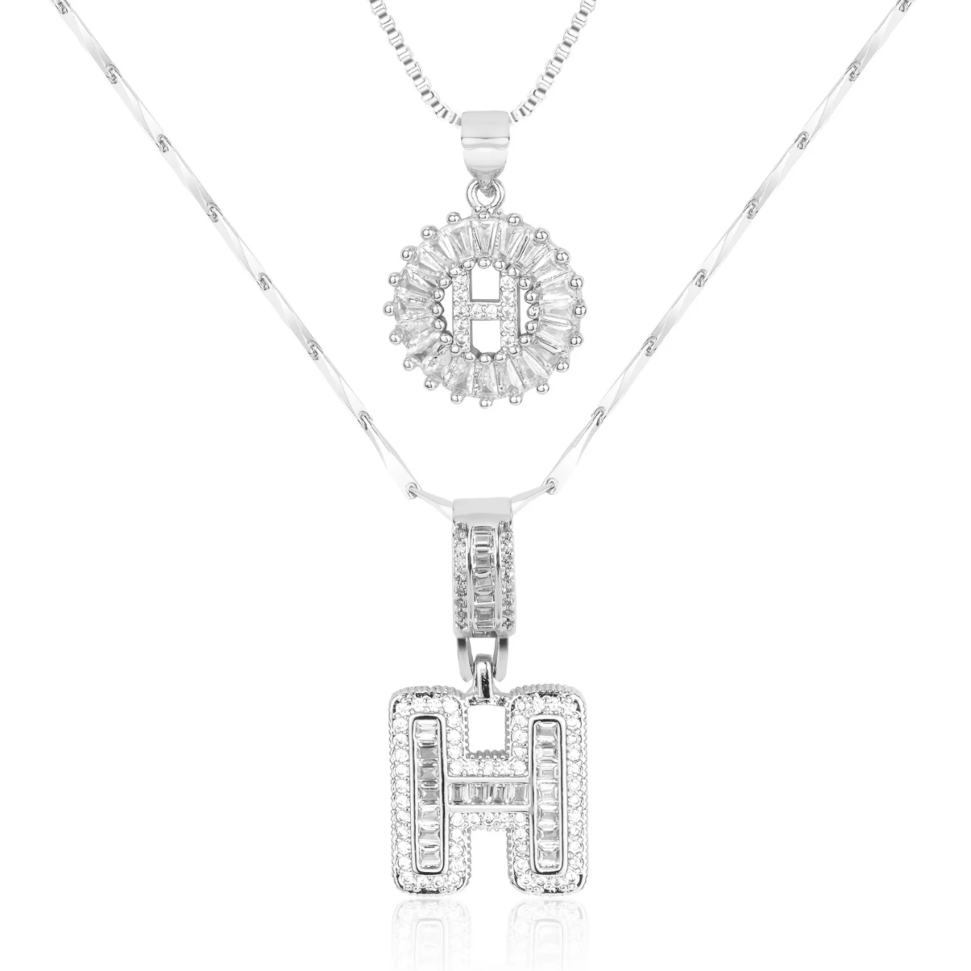 2pc 14k Diamond Letter Initial Necklaces