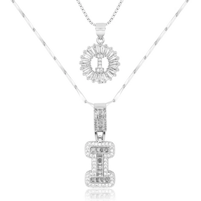 2pc 14k Diamond Letter Initial Necklaces