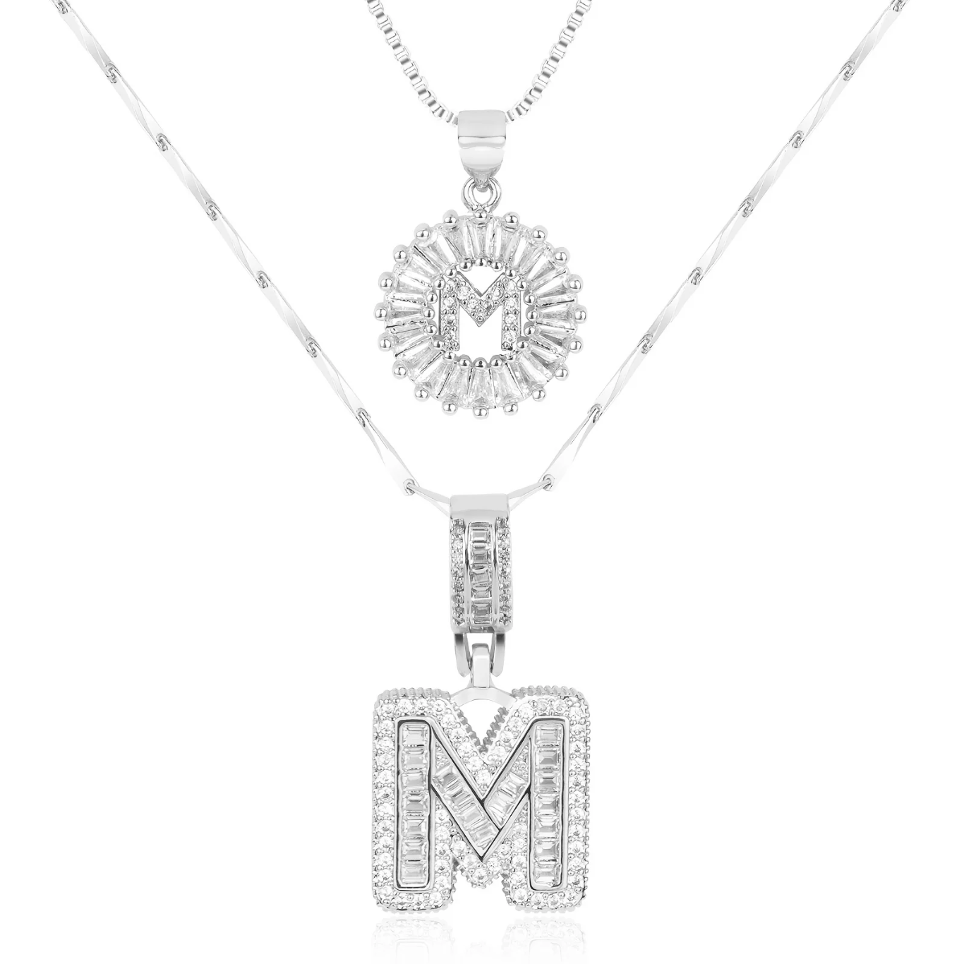 2pc 14k Diamond Letter Initial Necklaces