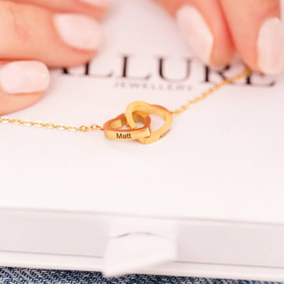 ENGRAVED DOUBLE HEART NECKLACE