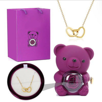 ETERNAL ROSE BEAR -W/ ENGRAVED NECKLACE