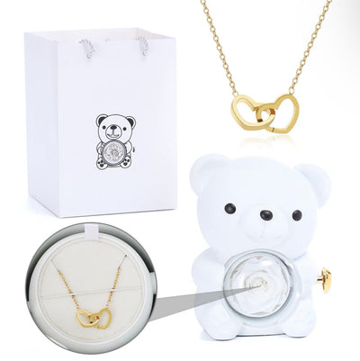 ETERNAL ROSE BEAR -W/ ENGRAVED NECKLACE