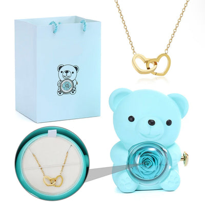 ETERNAL ROSE BEAR -W/ ENGRAVED NECKLACE