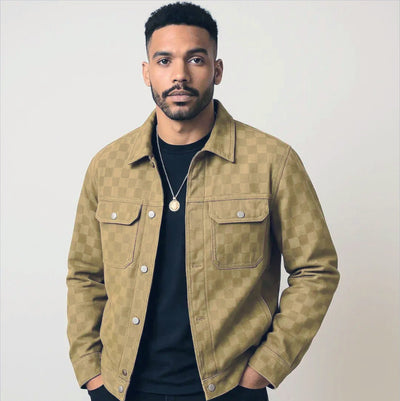 GASTON - CHECKERED JACKET IN SUEDE