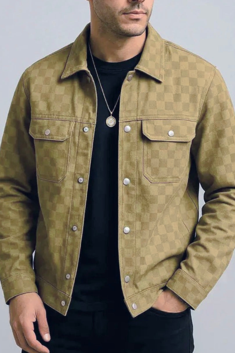 GASTON - CHECKERED JACKET IN SUEDE