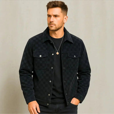 GASTON - CHECKERED JACKET IN SUEDE