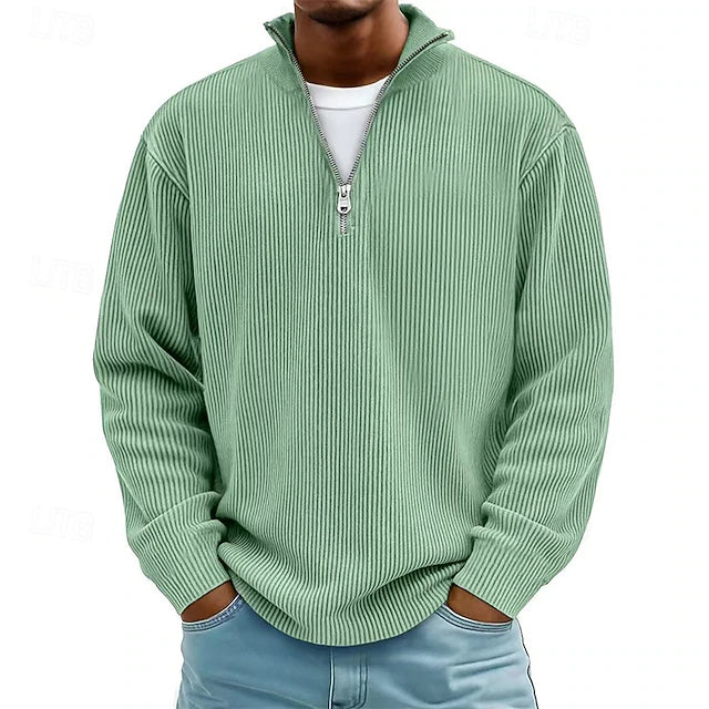 Calix | Trendy Ribbed Zip Sweater